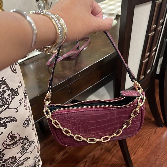 Expressions NYC Croc Print Mini Bag 3 in 1 Crossbody NWOT Purple - Picture 10 of 11